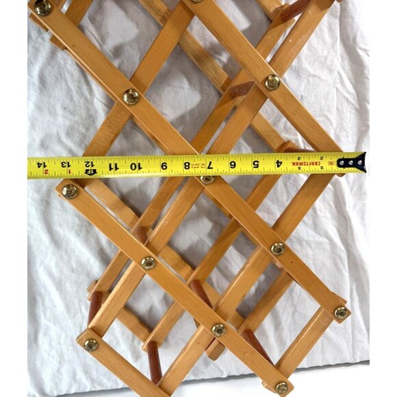 Vintage Expandable Wooden Wine Rack With Brass Accents - Picture 5 of 5